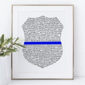 Thin Blue Line Police Word Art (white)